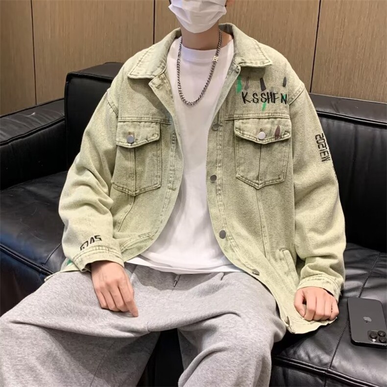 牛仔外套男女春秋新款ins潮牌痞帅夹克韩版帅气宽松上衣W4250-P65,男装工装外套,星座1008-1