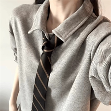 老钱风领带妮子翻领卫衣男款秋冬正肩内搭上衣cleanfit打底polo衫，男装T恤，星座506A