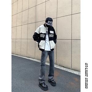B221 美式ins高街暗黑小众铆钉个性拼接牛仔裤 LK23141-P65 控88图片
