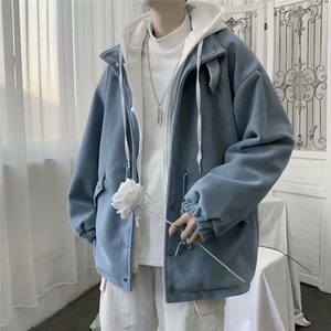 加绒加厚新款港风流行男毛呢大衣LX56P80图片