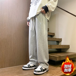 新款男百搭设计感潮流情侣加绒港风休闲裤K58H-P45图片
