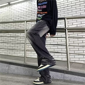 牛仔裤美式高街男春秋季高街潮牌宽松直筒长裤N777-P42图片