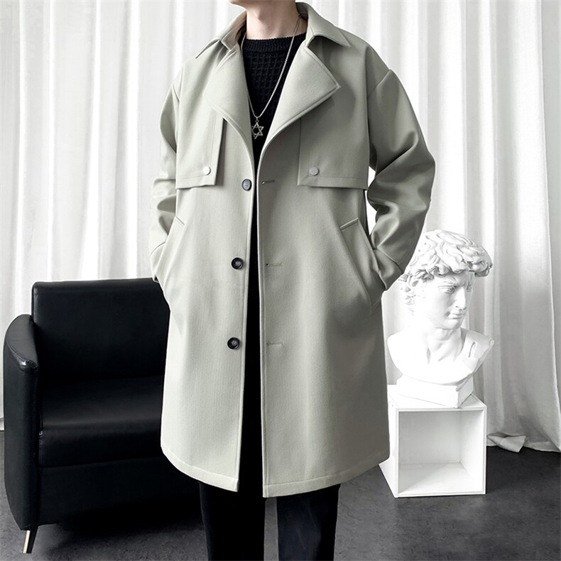 得物/直播【精品大货】风衣男中长款毛呢大衣男F911批125爆景B，男装风衣，星座401