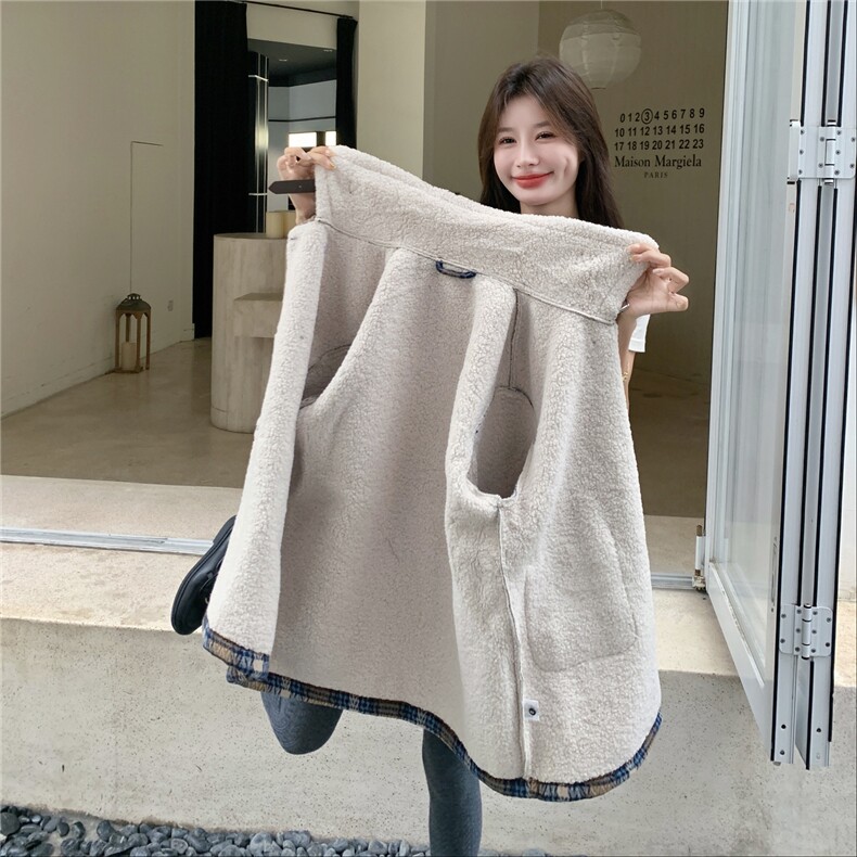 冬装新款现货皮毛一体格子外套2C271-9570-P195K278,女装毛呢外套,2C271