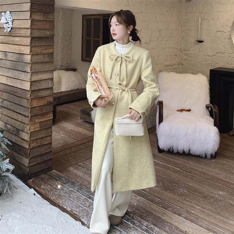 新款现货外套羊毛大呢小个子小香风韩版时髦毛呢外套系带独特赫本,女装毛呢外套,浙宝193A