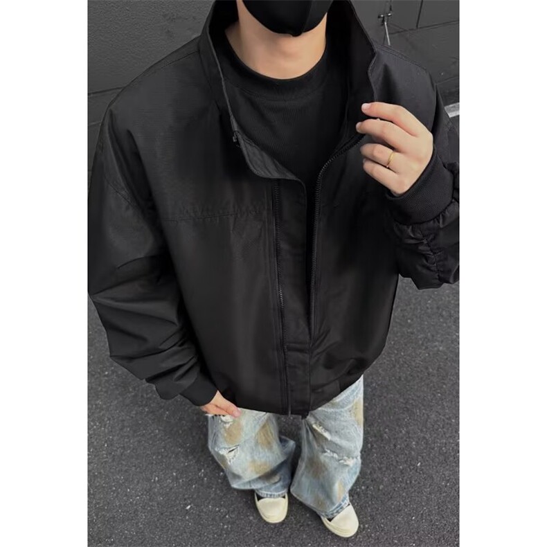 J022-P57气质棒球服外套男女新款秋季日系复古休闲工装宽松上衣,男装T恤,电商B323A