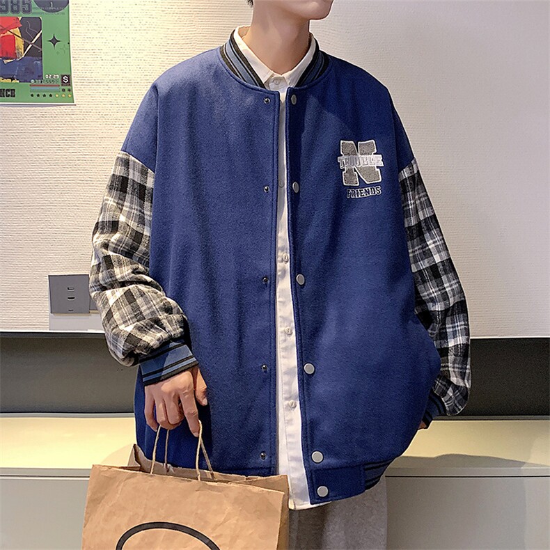 港风拼接棒球服百搭休闲宽松夹克外套男XZ214-8JK809P65,男装夹克,星座1204-3