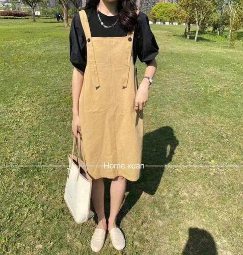 两件套工装风背带裙，女装，伊媚儿