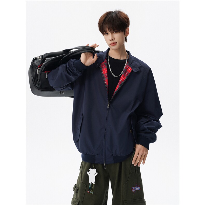 美式复古棒球服外套男春秋季潮牌拉链立领夹克宽松上衣服JK005,男装夹克,电商B312