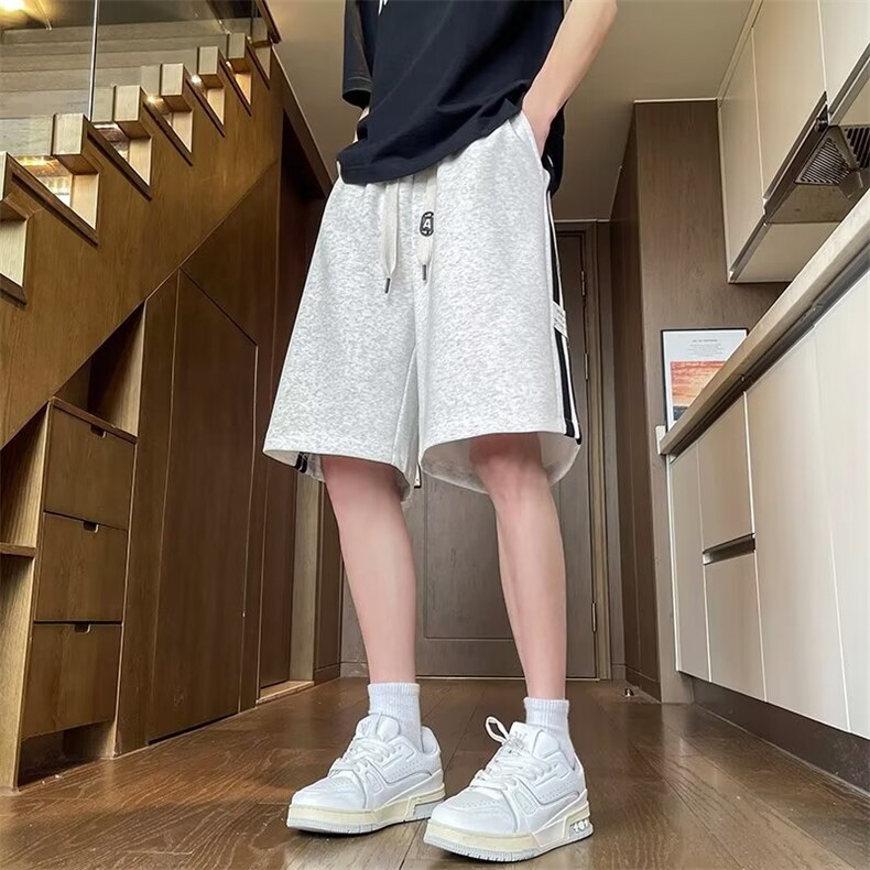 休闲短裤男士韩版潮流高街百搭拼色条纹2024夏季五分裤K5564-P25,男装牛仔裤,星座412-3