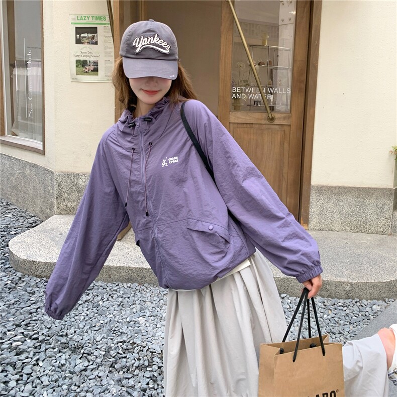 紫色连帽外套半身裙套装女2025秋季新款韩版学院风减龄时尚两件套,女装套装/套裙,2C093