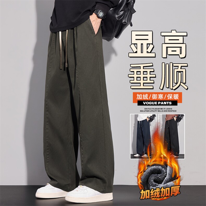 2025秋冬直筒裤男宽松直筒美式阔腿休闲长裤子Z2616-P50/加绒P58图片