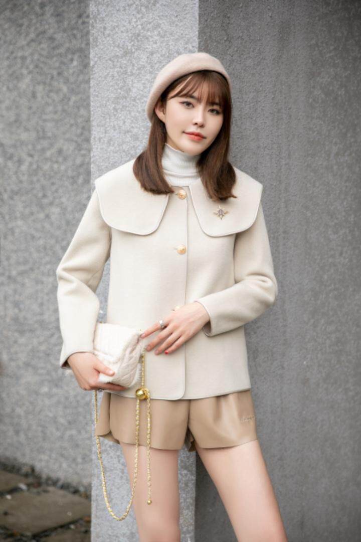 冬装新款：海军领短款双面羊绒外套M一XXL，其它，拉思维加丝