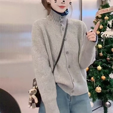 甜美通勤休闲日常长袖开衫，女装针织衫/毛衣，萱芳婷羊绒