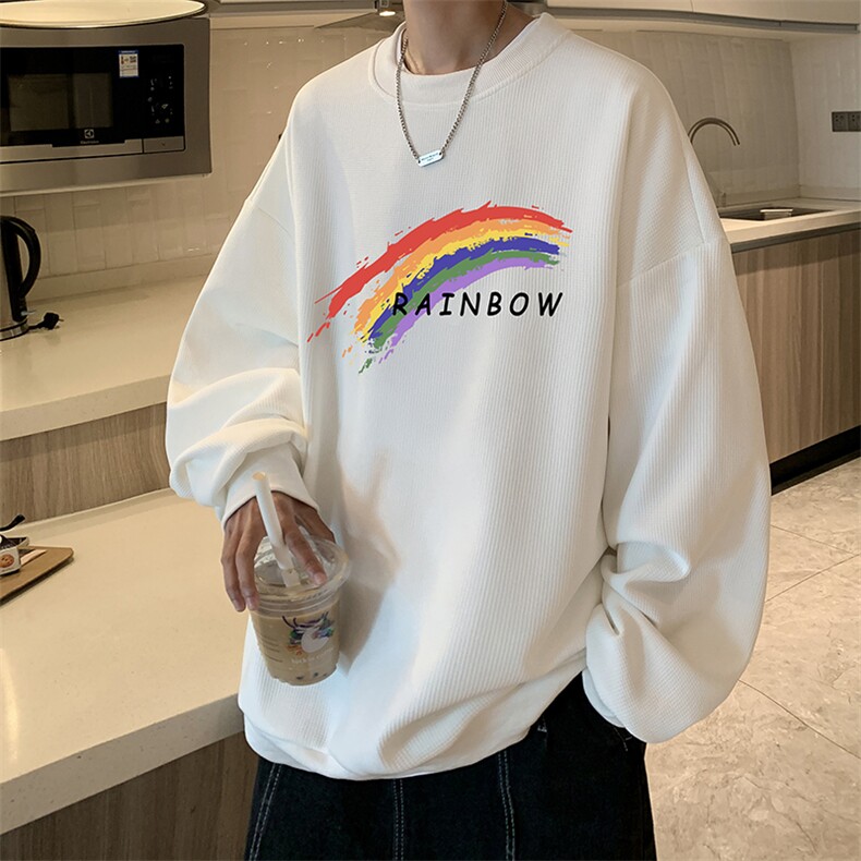 华夫格卫衣圆领卫衣男大码长袖t恤男外套 HW76064-P30加绒款-P40图片