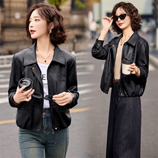 海宁皮衣外套女短款2025年新款春秋时尚宽松小个子绵羊皮夹克上衣，女装皮衣，臻衣坊