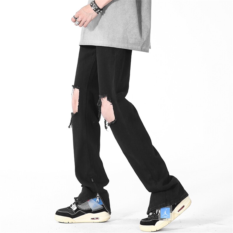 美式高街潮流破洞直筒牛仔裤宽松休闲裤A161-S2323-P57,男装牛仔裤,电商A161