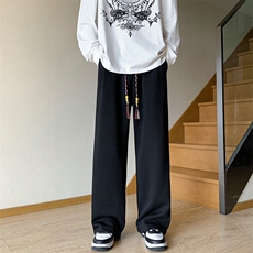 8XL-M特大码港风阔腿裤男垂感拖地裤休闲裤子宽松运动裤K935P40，男装休闲裤，电商D206-1