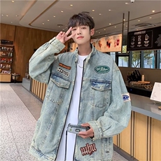 美式复古牛仔外套男女水洗做旧工装夹克vintage立领机车服JK1215，男装夹克，星座1116A-1（原606A）
