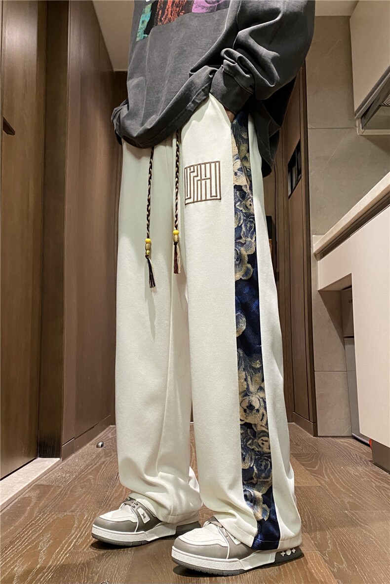秋季新款潮风小熊印花百搭宽松直筒休闲裤B315-K23395-p45控58,男装休闲裤,电商B315