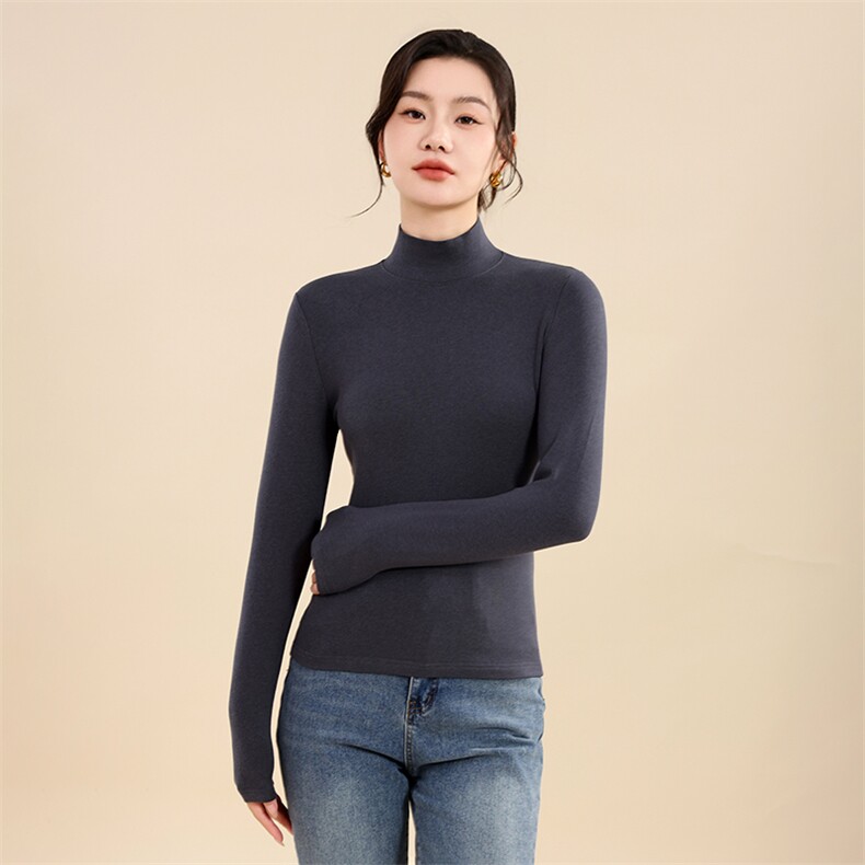 2025春季软糯精纺羊毛半高领打底衫女内搭洋气毛衣高级感中领上衣,针织衫/毛衣,羊秋羊绒