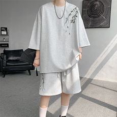 【下大货】TZ2419-P60控78大码刺绣中式风套装~已注册图案，男装休闲套装，电商D232