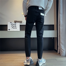 B230纯黑色时尚简约水洗弹力修身小脚牛仔裤男备大货款9168P85，男装牛仔裤，电商B230