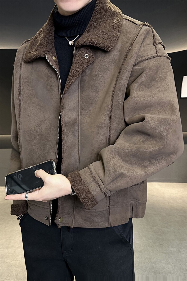 M-2XL822-P195288皮毛一体加厚保暖皮衣男宽松版型,男装皮衣,电商B321-1
