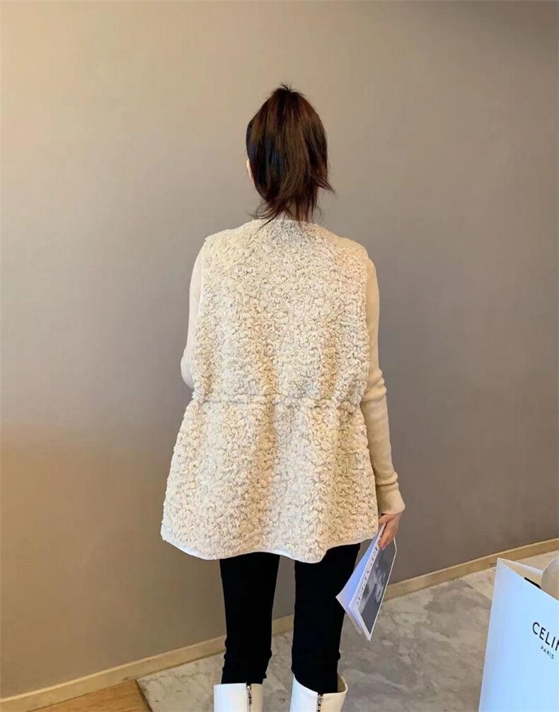 超逸世家4217收腰显瘦简约时尚皮毛一体马甲冬季新款，女装马甲，超逸世家