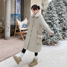 超好看羊羔毛拼接羽绒服女2025冬季新款女装工装保暖加厚派克服潮，女装羽绒服，慧尚2-185