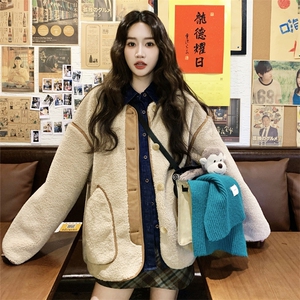 【现货】 卡其色包边羊羔毛外套C158-8610-P175-K268图片