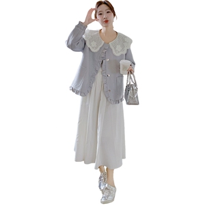 小香风蕾丝娃娃领外套女2025春季新款小个子甜美减龄超好看短上衣图片