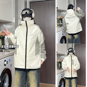 双面穿冲锋衣连帽立领防风防水外套夹克J3044-P88图片