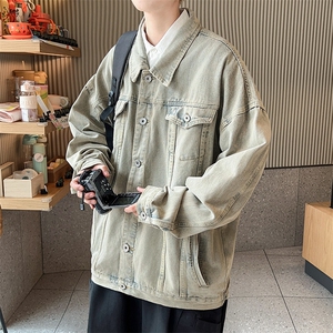 嗨派牛仔-611黄泥色宽松版男女同款潮牌净版可2开唯品直播做深度图片
