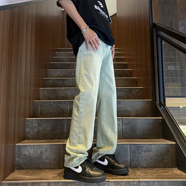 GN3040P35水洗做旧复古牛仔裤潮男百搭日系宽松直筒显瘦休闲长裤,男装牛仔裤,星座1108-5