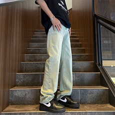 GN3040P35水洗做旧复古牛仔裤潮男百搭日系宽松直筒显瘦休闲长裤，男装牛仔裤，星座1108-5