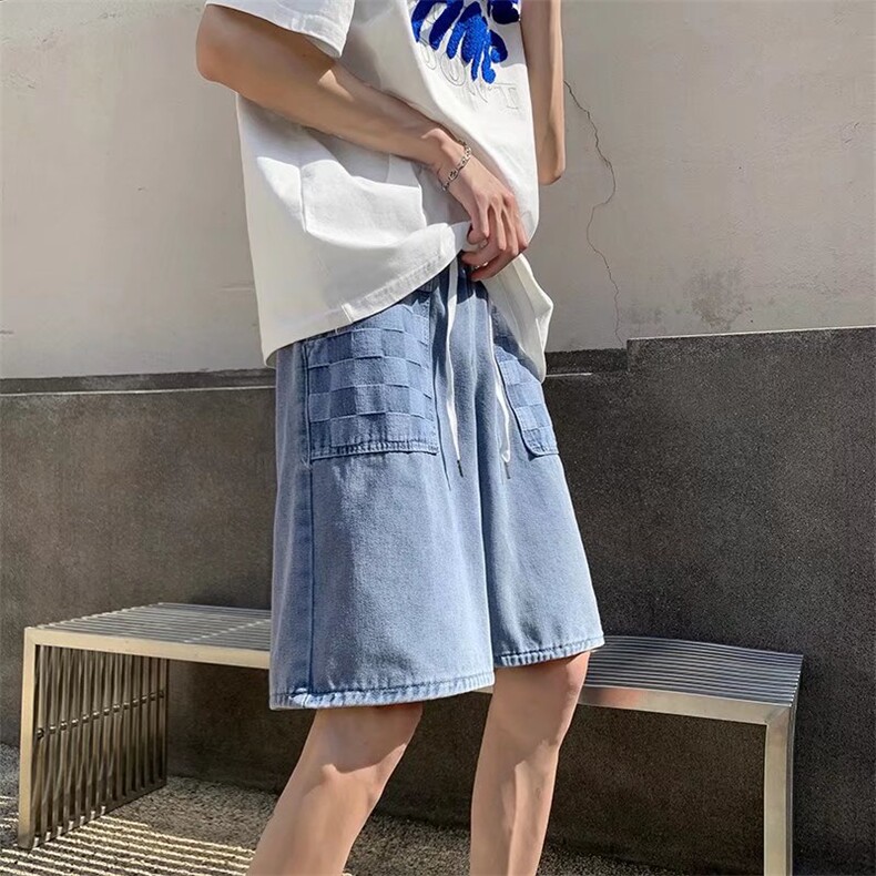 牛仔短裤男夏季潮牌外穿休闲五分裤子高街港风ins马裤D3075-p35,男装牛仔裤,星座1008-1