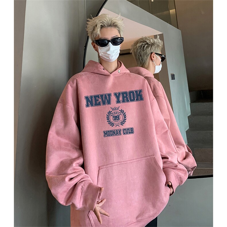 抖音得物供货提供视频秋冬重磅美式麂皮绒连帽卫衣JLM19,男装卫衣,电商A486