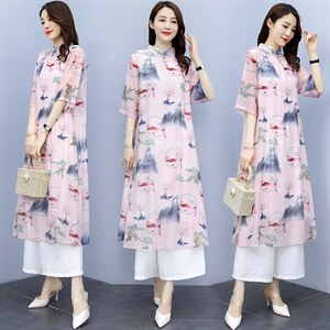 2021夏季新款简约优雅时尚气质显瘦舒适两件套连衣裙,女装套装/套裙,香香