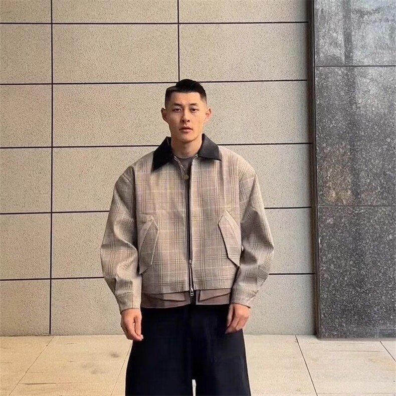 WT94-P77潮流气质慵懒ins简约文艺流行日系新款质量千鸟格夹克,男装夹克,电商B323A
