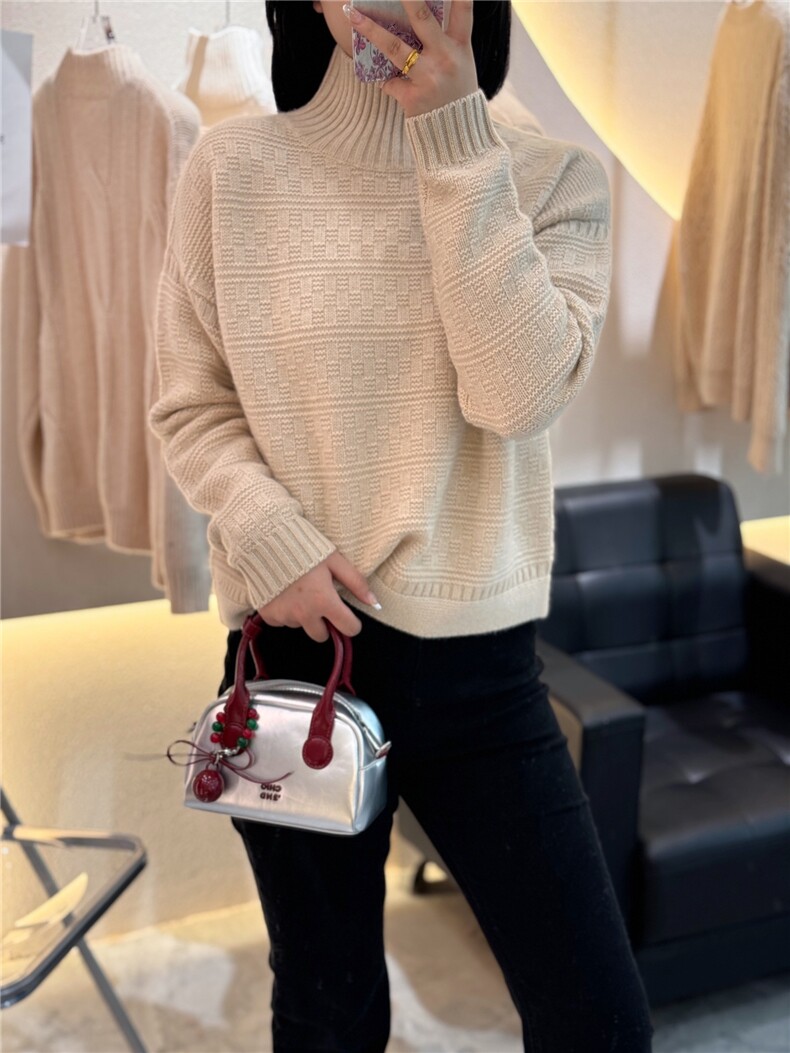 羊绒衫女秋冬新款半高领宽松毛衣百搭时尚针织打底衫图片