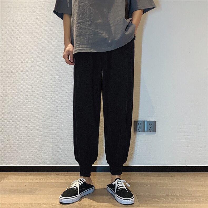 夏季新款2021港风冰丝清爽宽松休闲裤男2026-特批20，男装休闲裤，星座718-1