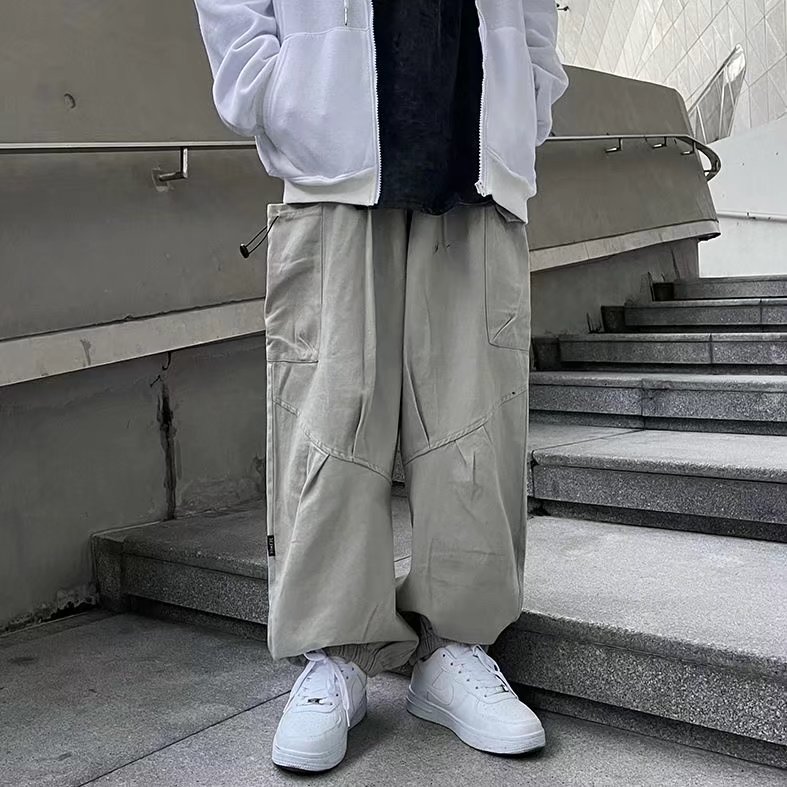 阔腿工装裤男潮牌ins嘻哈坠感长裤纯棉休闲裤A528P38,男装休闲裤,星座1116-2