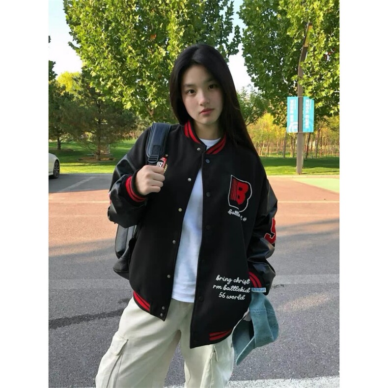 美式复古棒球服外套男女秋冬ins潮牌学院风宽松高级感飞行员夹克，男装夹克，星座506A