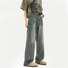 C315-G3011现货高质量重工洗水猫须马骝牛仔裤(P65限89)3，男装牛仔裤，电商C315