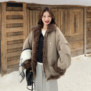 现货:冬装新款高级感毛绒拼接两穿加厚派克服2C135-8955P225K328图片