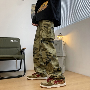 欧美高街hiphop迷彩工装裤男复古宽松直筒长裤K07102-P45图片