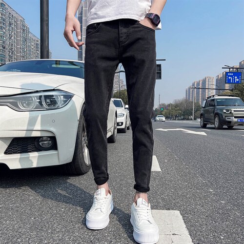 四季款男士牛仔裤潮流韩版修身小脚弹力休闲裤男九分裤139图片