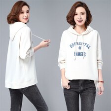 2021春季新款时尚连帽印花拼接休闲套头卫衣舒适显瘦卫衣女，女装卫衣/绒衫，依恋蒂丝