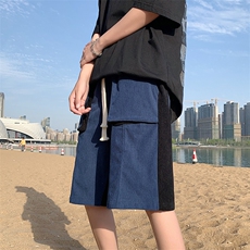 拼接贴袋灯芯绒短裤男夏季五分裤潮牌ins日系复古中裤K3187-P28，男装休闲裤，星座512-2